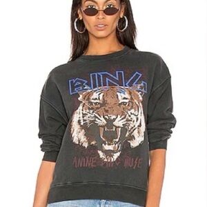 Anine Bing Charcoal Tiger Graphic Sweater